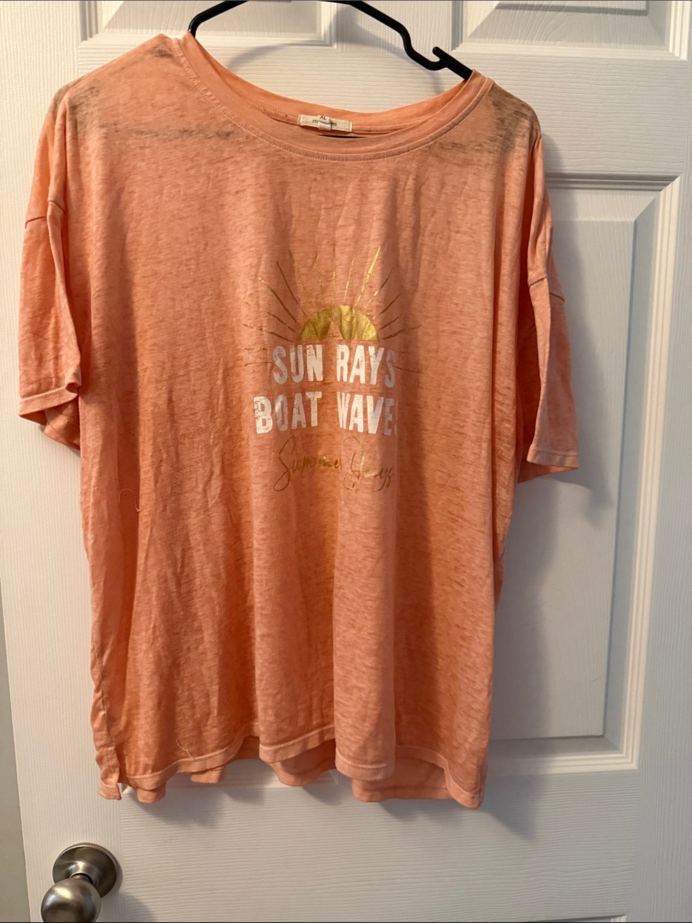 Maurices Peach Short-Sleeve Graphic Tee with Gold Sun